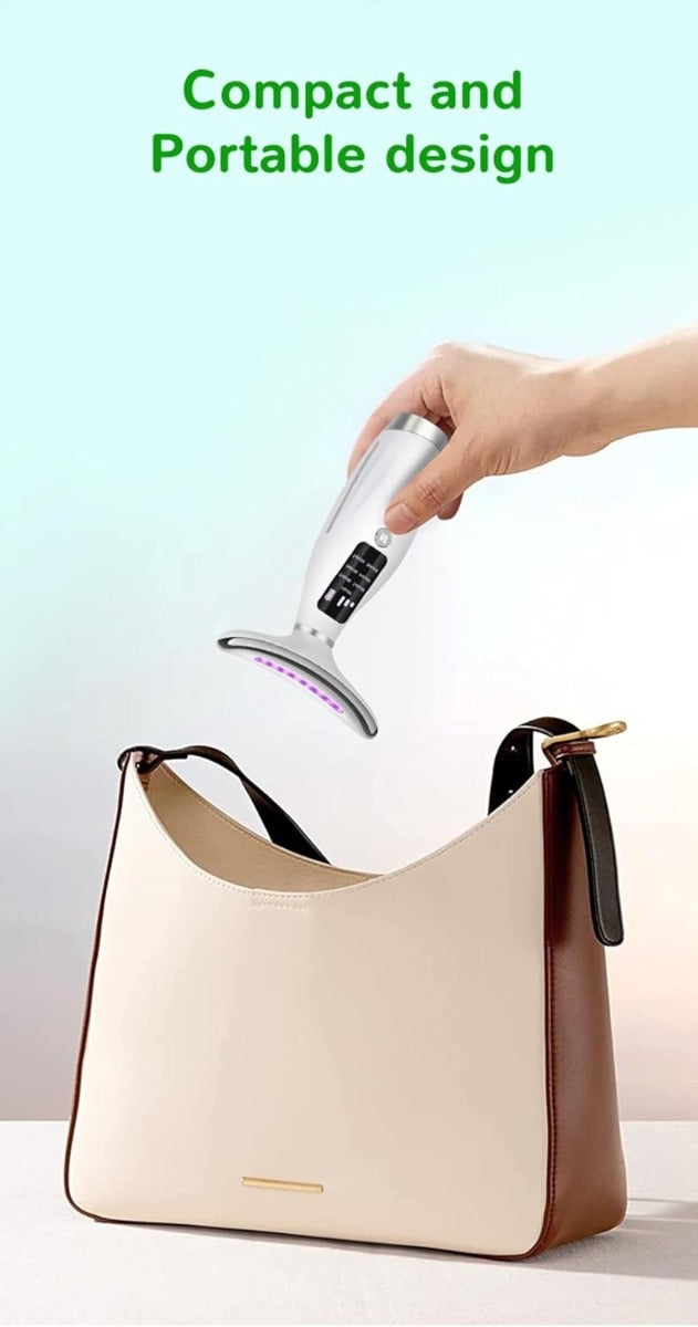 Massaggiatore Facciale e Collo 7-in-1 con LED e Vibrazione – Dispositivo di Bellezza Rassodante, EMS, Fototerapia, Ricaricabile USB, Display Digitale – Anti-Rughe e Lifting Viso/Mento