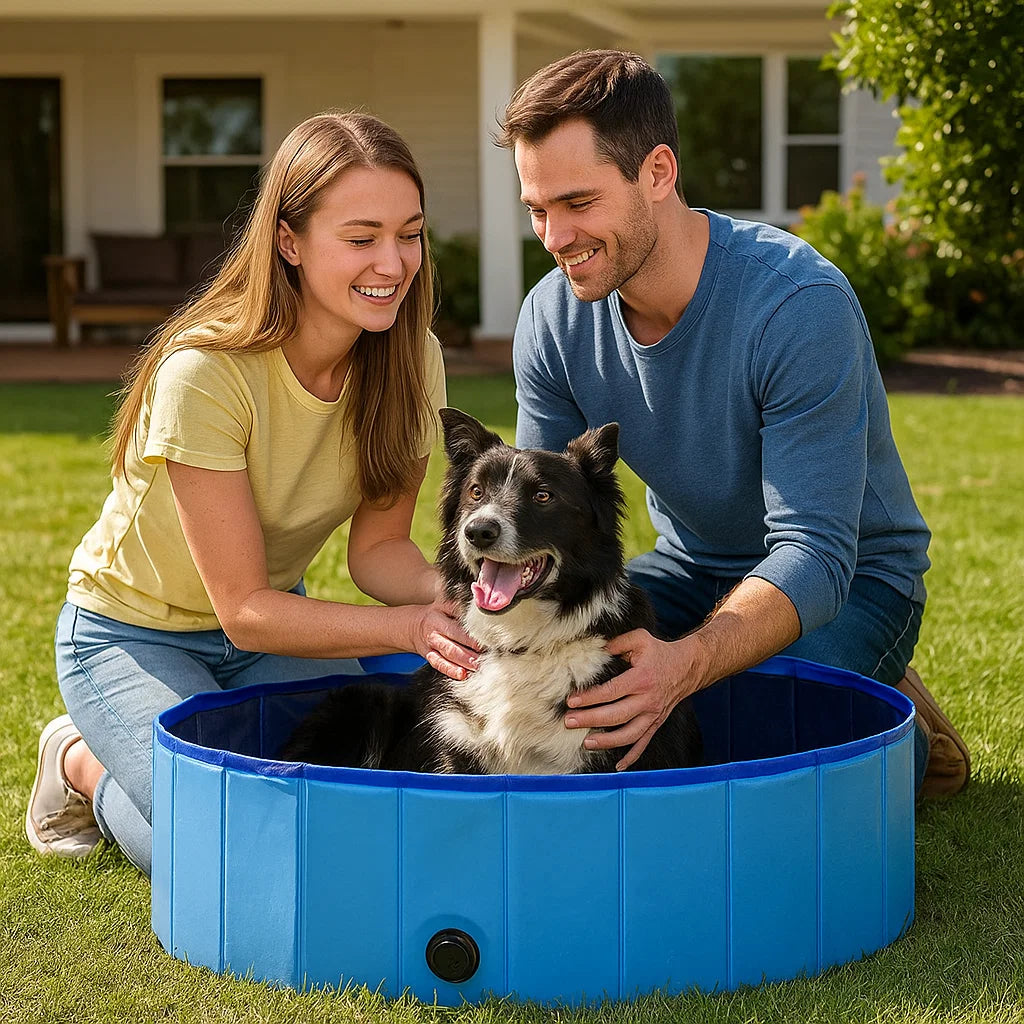 Piscina Portatile Blu per Cani Robusta Facile da Svuotare e Pulire 120 X 30
