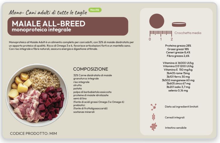 Monoproteico Integrale - Maiale con Omega 3 e Omega 6