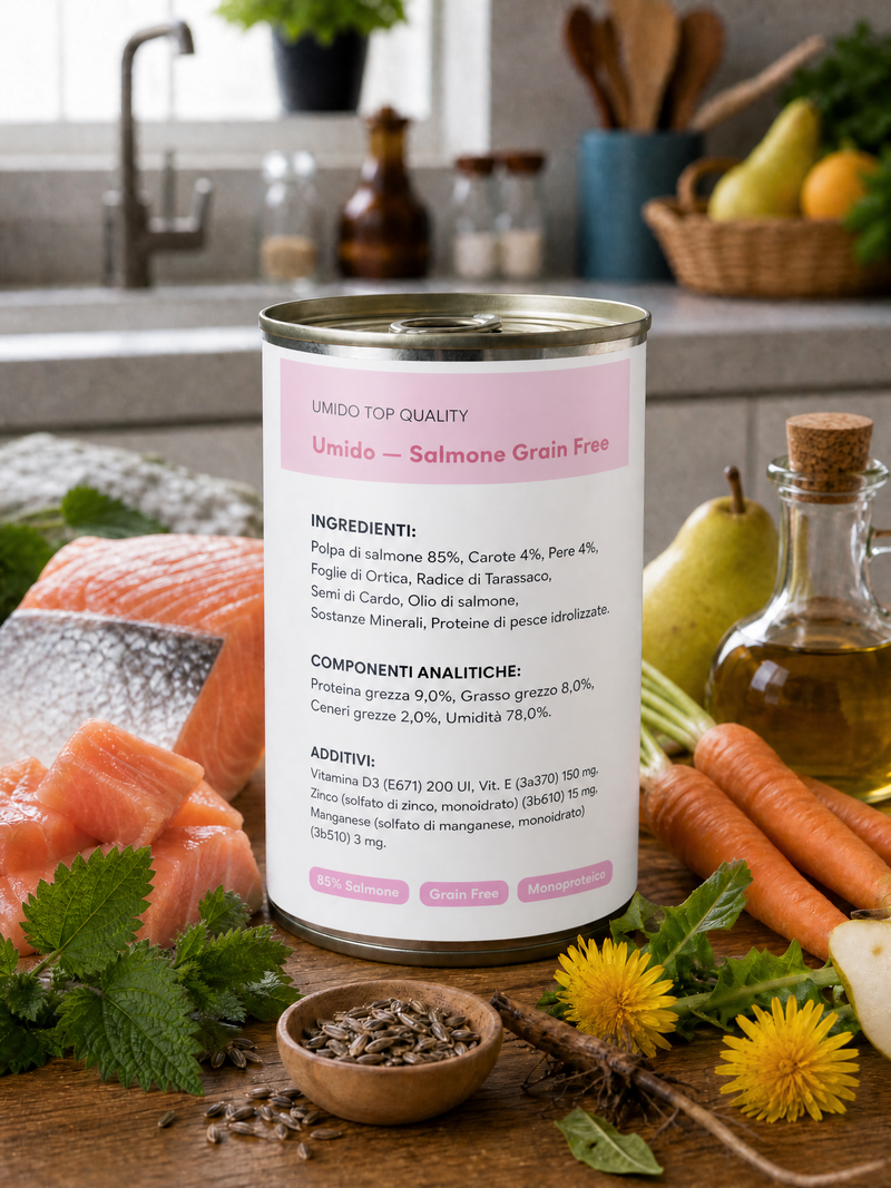 Umido Salmone Grain Free — con Carote e Pere